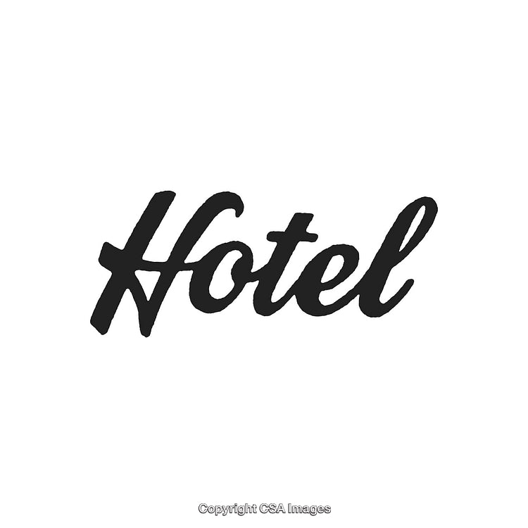 Elegant Black Hotel Sign Typography on White Background