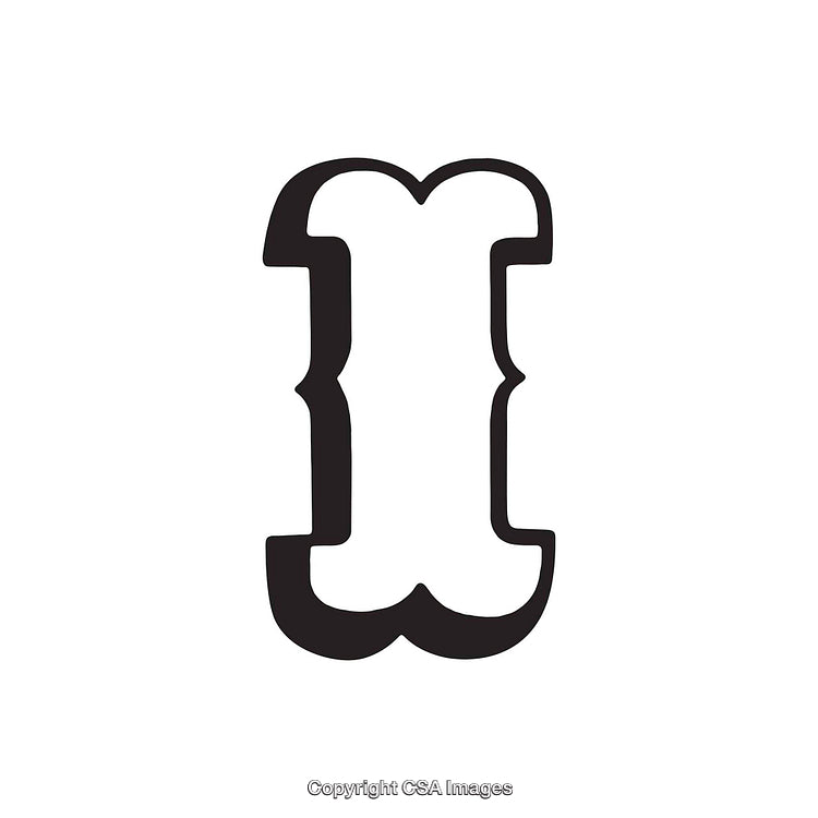 Bold Black Letter I in Modern Graphic Art Style