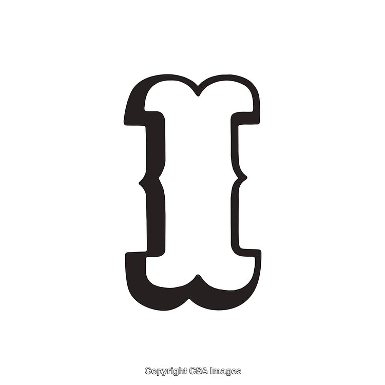 Bold Black Letter I in Modern Graphic Art Style