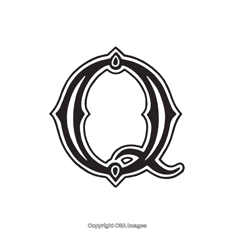 Elegant Ornamental Serif Letter Q in Bold Decorative Design