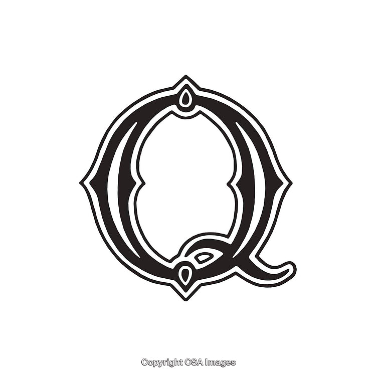 Elegant Ornamental Serif Letter Q in Bold Decorative Design