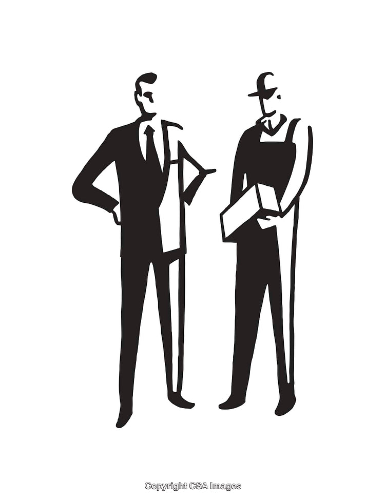 Black and White Line Art of Professional Collaboration in Business Concept