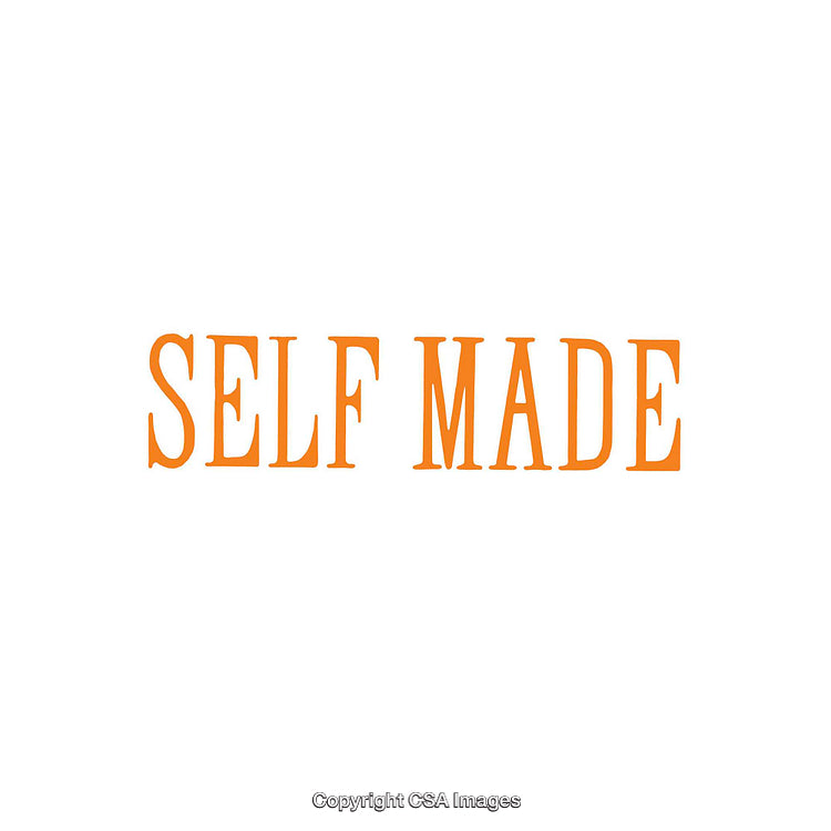 Motivational Text Reading 'Self Made' in Bold Orange Typography