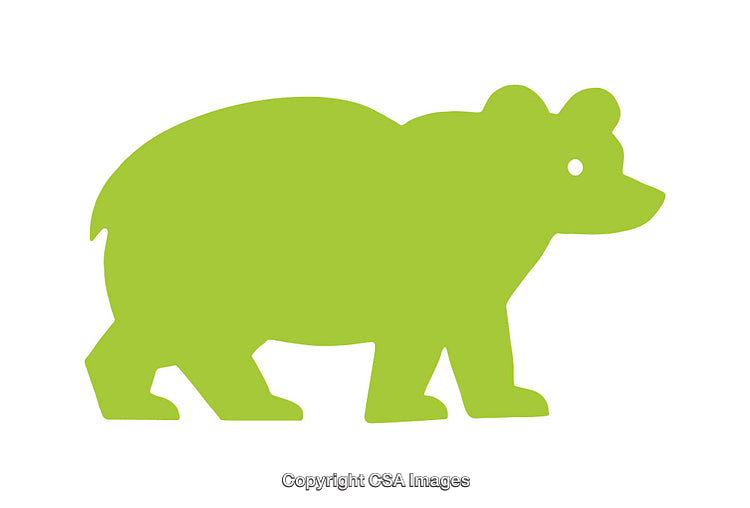 Green Silhouette of Bear Icon with Simple Clean Design