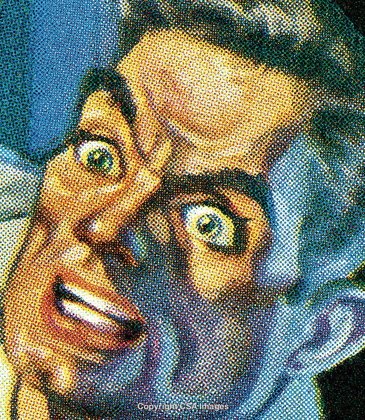 Retro Comic-Style Illustration Showcasing a Man With Wide-Eyed Expression