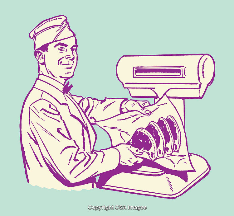 Retro Style Line Art of a Butcher at Work