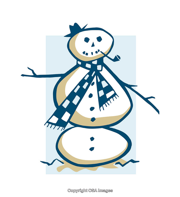 Colorful Illustration of a Snowman with Scarf and Pipe