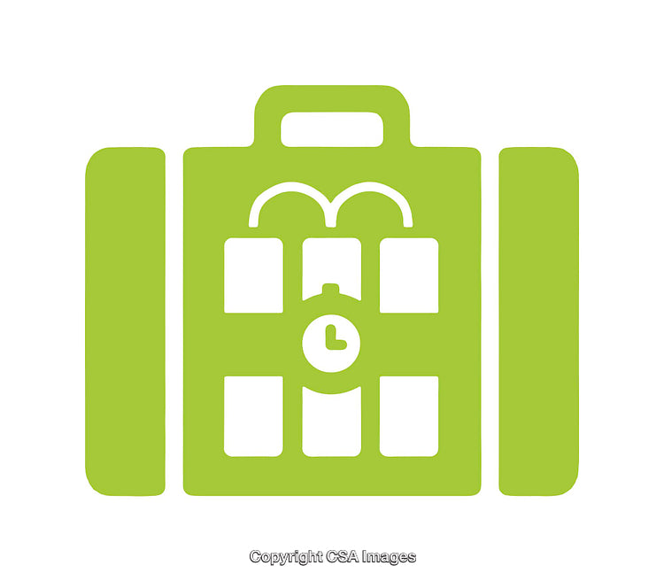 Minimalist Green Alarm Clock Icon on White Background