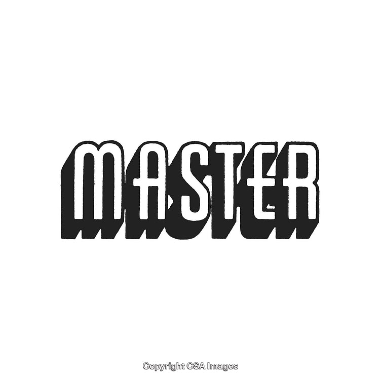 Bold Black And White Typography Featuring the Word 'Master' in Shadowed Style
