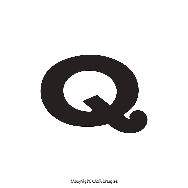 Simple Black Bold Letter Q on White Background