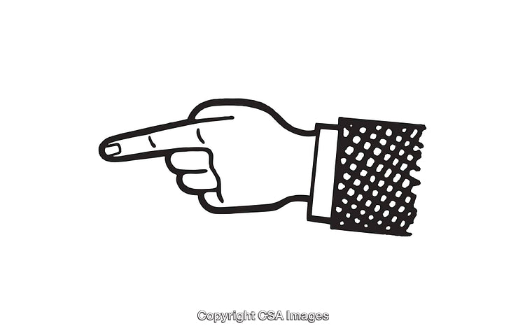 Black And White Line Art Showing Hand Gesturing To The Left