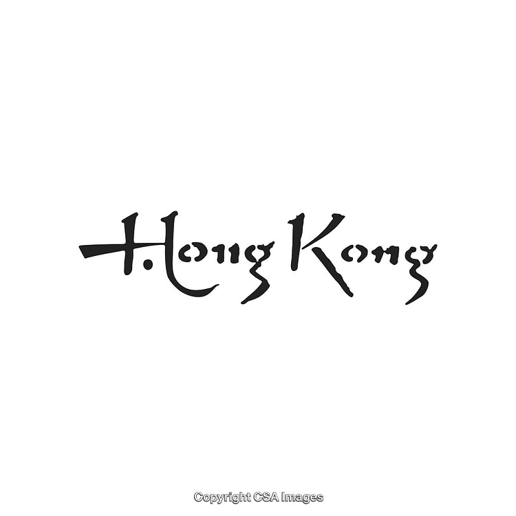 Stylish Calligraphy of Hong Kong Text Black on a White Background