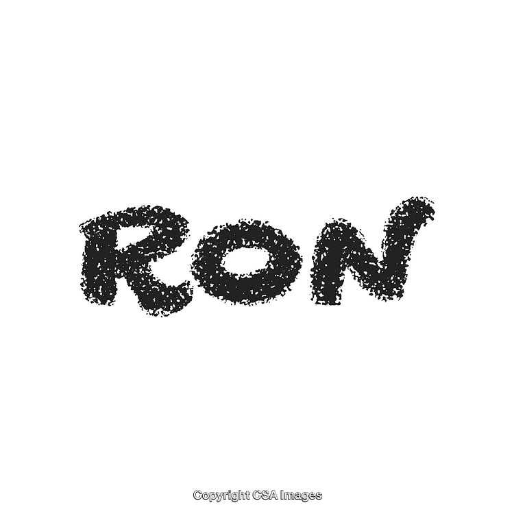 Creative Hand-Drawn Black Font Spelling the Name "Ron" in Bold Style