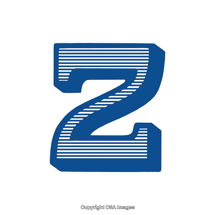 Bold Blue Capital Letter Z With Striped Outline on White Background