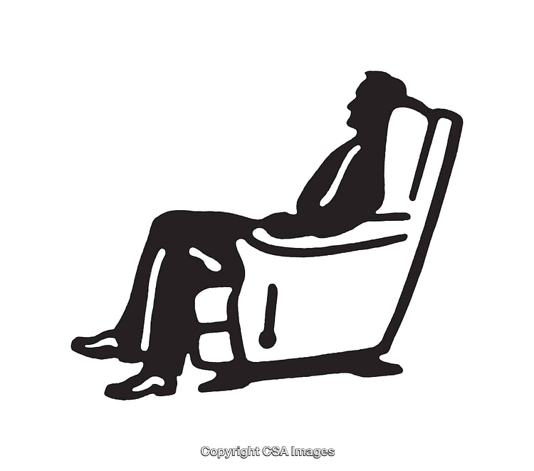 Black and White Illustration of a Seated Person in a Relaxed Pose