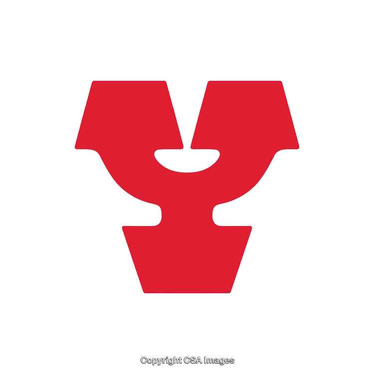 Red Letter 'Y' in Abstract Symmetric Design on White Background
