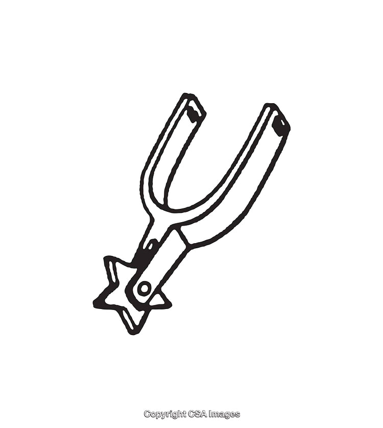 Black and White Line Art of a Boot Spur with Star Shaped Rowel