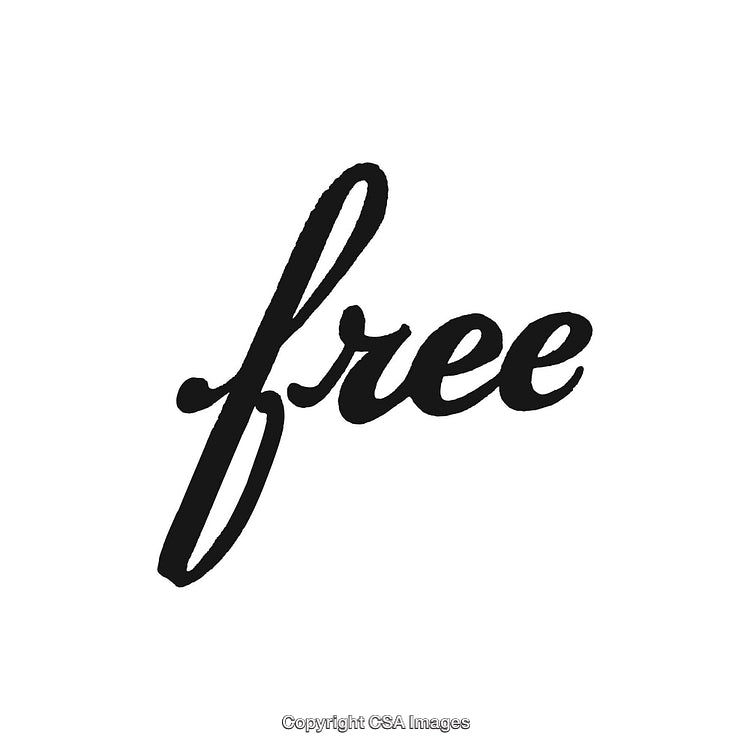 Black Handwritten Script of the Word 'Free' on White Background