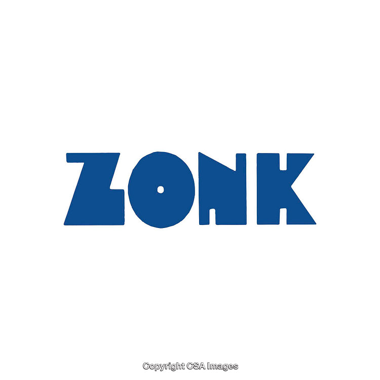Blue Artistic Word Zonk Displayed on White Background