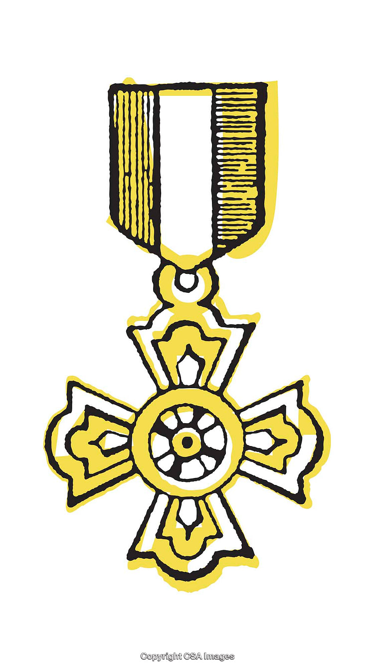 Illustration of Ornate Medal with Yellow and Black Design
