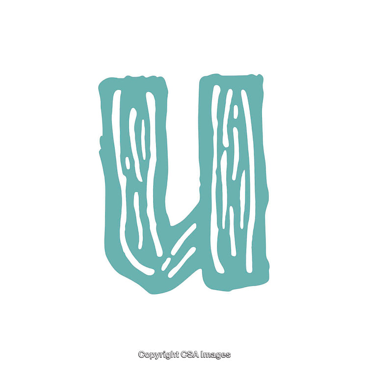 Artistic Turquoise Letter U with a Sketch-Style Texture Design