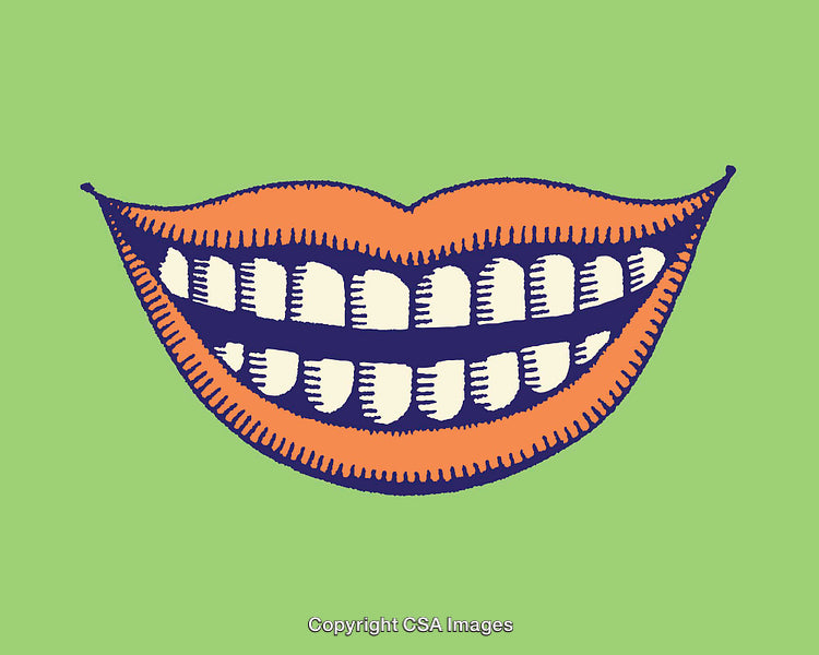 Colorful Line Art Illustration of a Smiling Mouth with Teeth Display