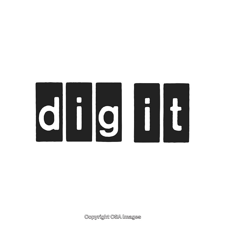 Stylized 'Dig It' Text in a Creative Bold Design with Black Letter Blocks