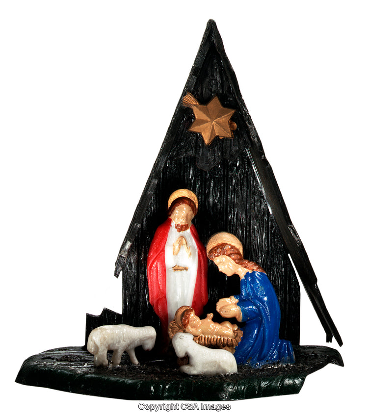 Colorful Nativity Scene Figurines with Holy Family and Animals