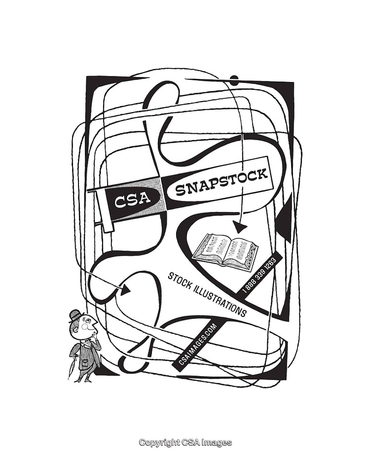 Abstract Black and White Line Art Illustrations With Vintage Style Details