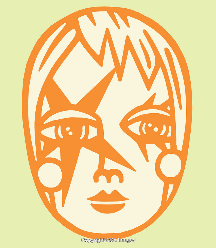 Abstract Line Art Face Drawing in Minimalist Style with Bold Colors