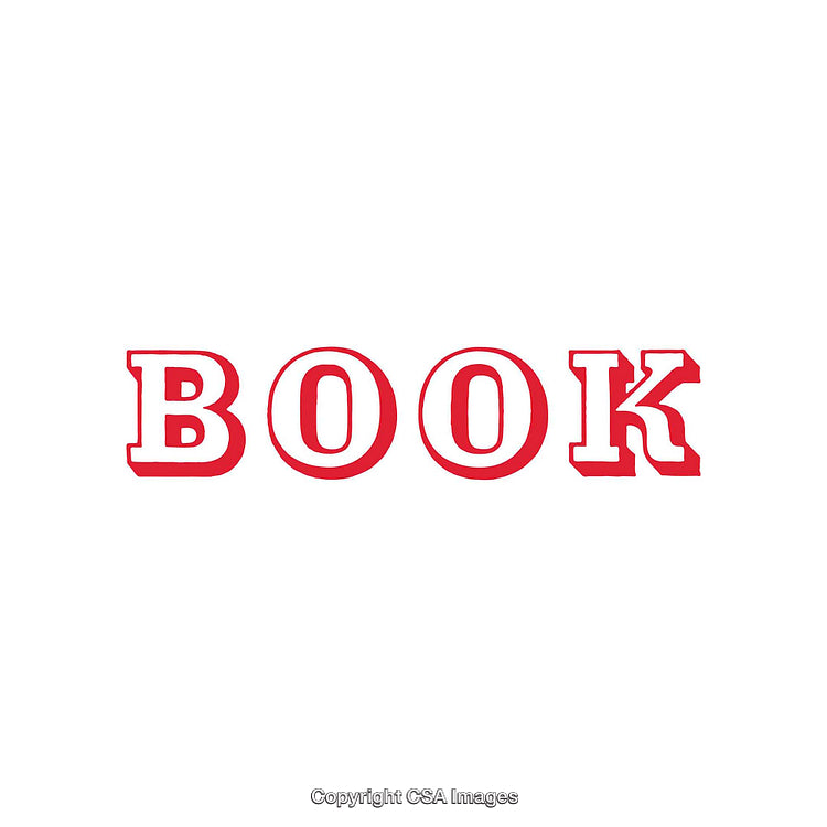 Bold Red Text Spelling the Word Book on White Background