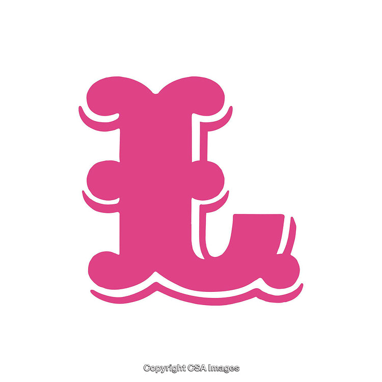 Decorative Pink Letter L on White Background