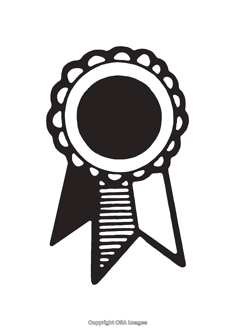 Black and White Illustrated Award Ribbon with Dual Streamers Artwork