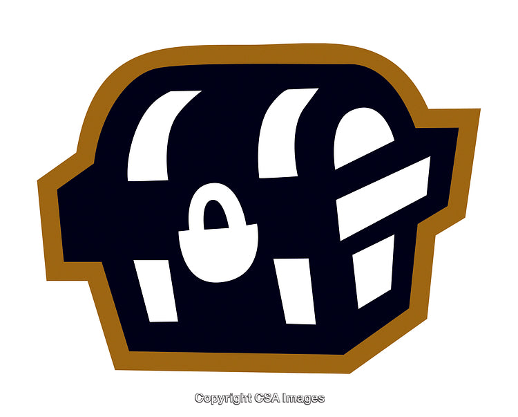 Stylized Illustration of a Treasure Chest Icon in Bold Contrasting Colors