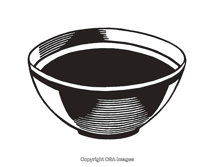 Black and White Line Art Illustration of a Simple Bowl