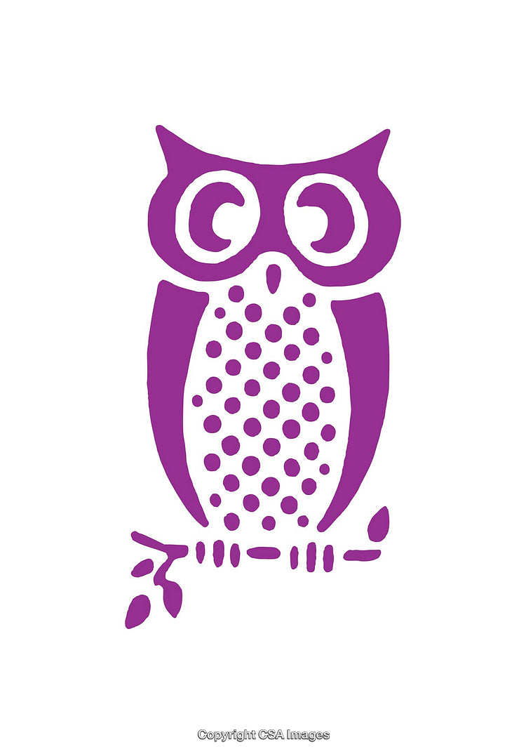 Purple Owl Icon with Simplistic Design on White Background