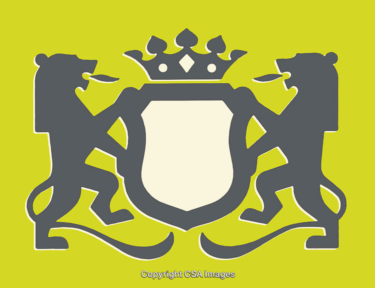 Regal Shield and Lion Symbol Design in Modern Color Art