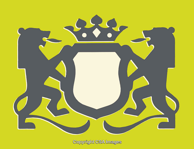 Regal Shield and Lion Symbol Design in Modern Color Art