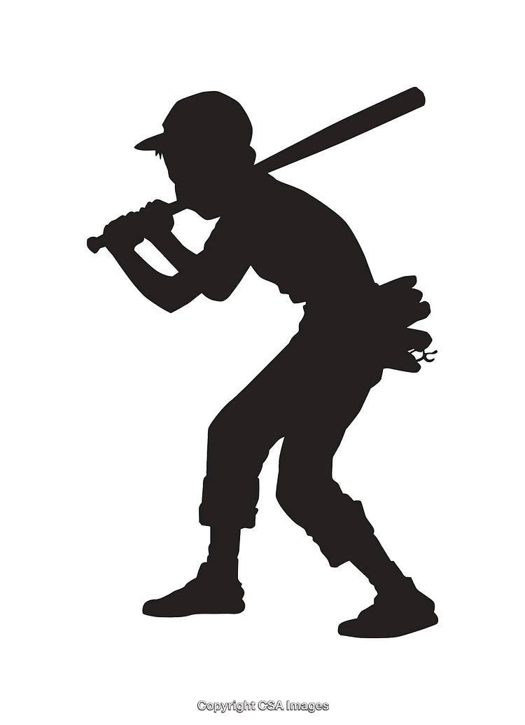 Silhouette of a Young Boy Playing Baseball with a Bat