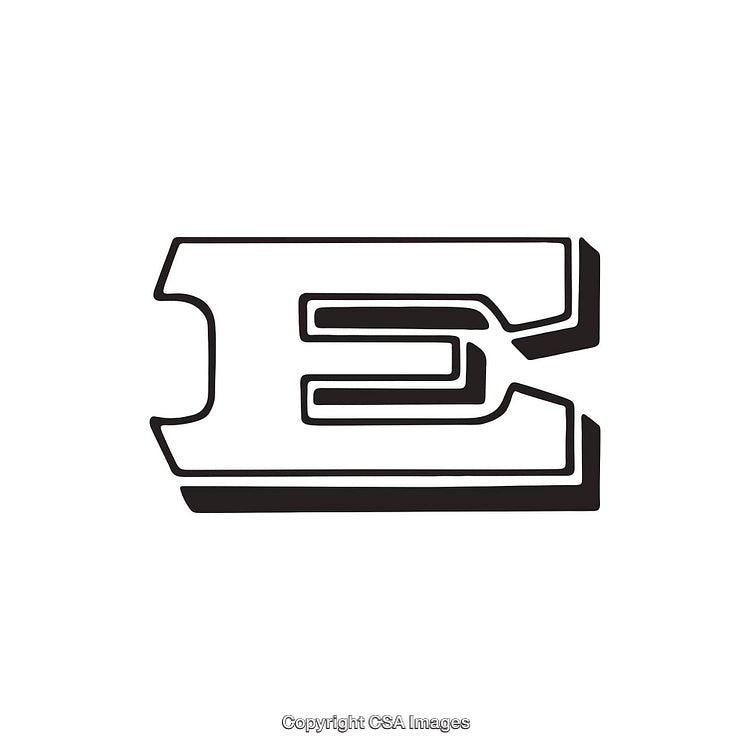 Stylish Black and White Abstract Representation of the Letter E