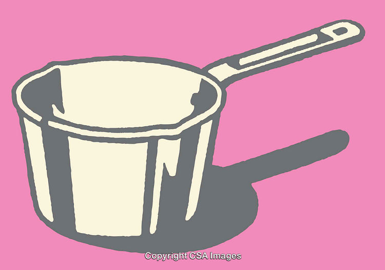 Illustrated Saucepan on a Pink Background with Bold Line Art