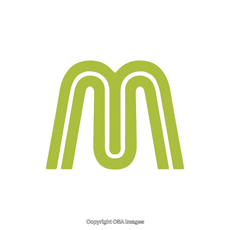 Minimalist Green Letter M Design with Contemporary Style on White Background