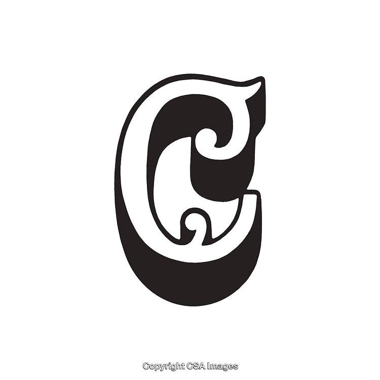Elegant Monochrome Decorative Letter C With Swirled Design Patterns