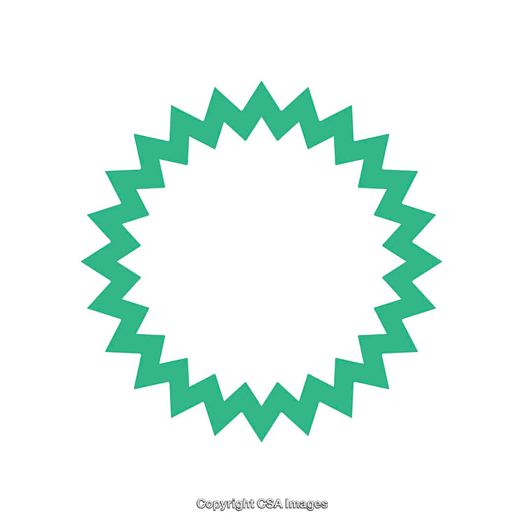 Green Starburst Shape Isolated on a White Background