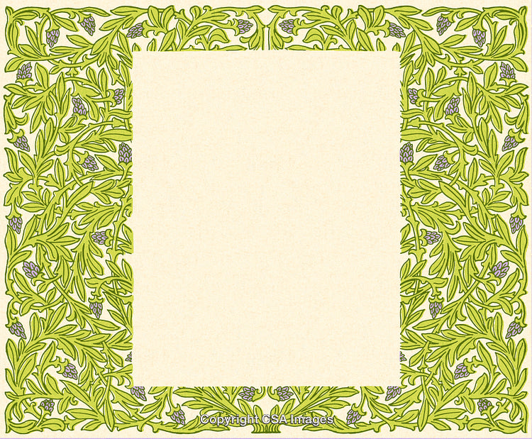 Elegant Vintage Border With Green Leaves and Purple Berries