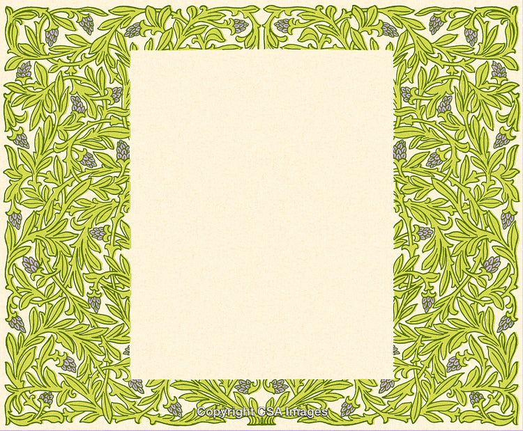 Elegant Vintage Border With Green Leaves and Purple Berries