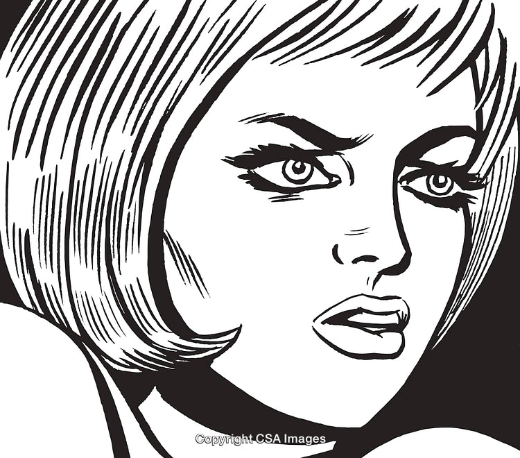 Retro Comic Style Illustration of a Woman Expressing Determination and Empowerment