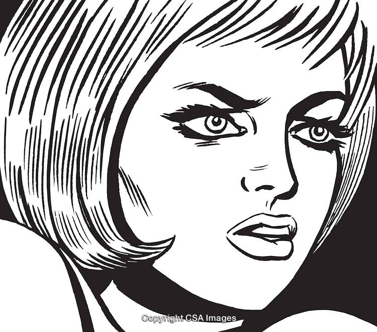 Retro Comic Style Illustration of a Woman Expressing Determination and Empowerment