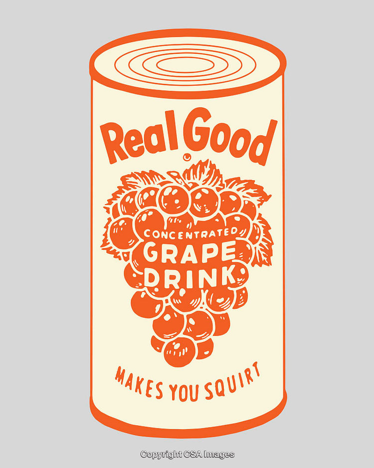 Retro Styled Grape Drink Line Art Illustration in Vibrant Colors