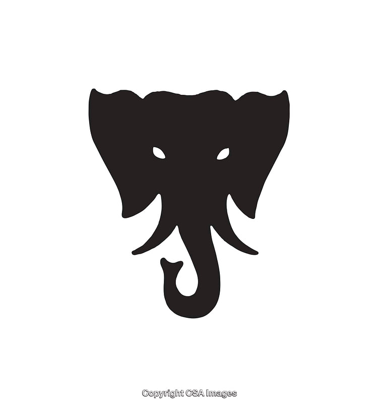 Minimalist Black and White Elephant Silhouette Icon Design